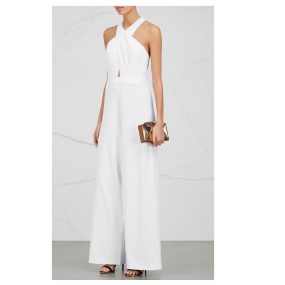 ALICE + OLIVIA CRISS-CROSS FRONT WIDE LEG JUMPSUIT - Picture 4 of 4